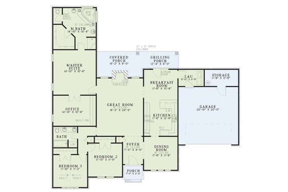Floor Plan - Main Floor for European House Plan #17-1043 - 3 bed, 2 bath