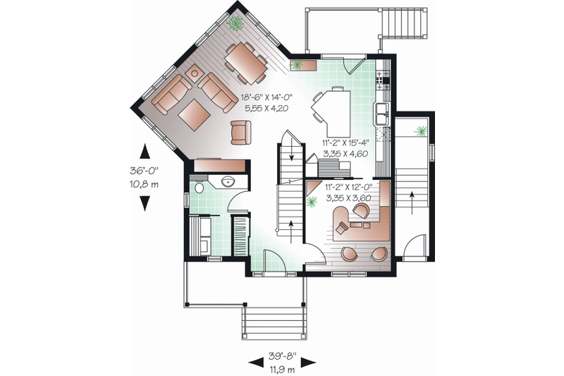 Home Plan - Floor Plan - Main Floor for Country House Plan #23-2192 - 4 bed, 2.5 bath