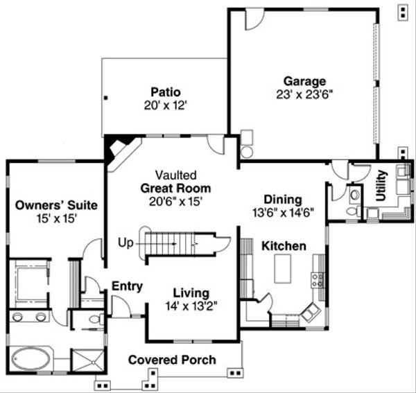 Architectural House Design - Traditional Floor Plan - Main Floor Plan #124-596