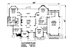 Floor Plan - Main Floor for European House Plan #20-2318 - 4 bed, 4.5 bath