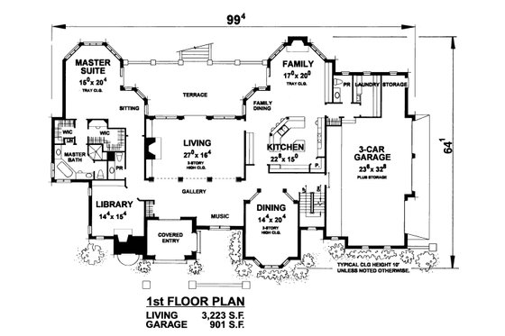 Floor Plan - Main Floor for European House Plan #20-2318 - 4 bed, 4.5 bath