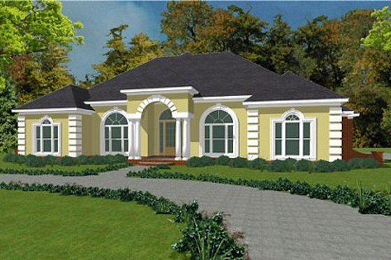 Exterior - Front Elevation for European House Plan #63-122 - 3 bed, 3.5 bath