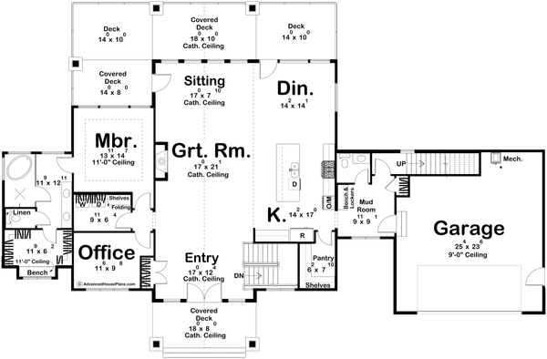 Architectural House Design - Floor Plan - Main Floor for Prairie House Plan #455-816 - 2 bed, 2.5 bath