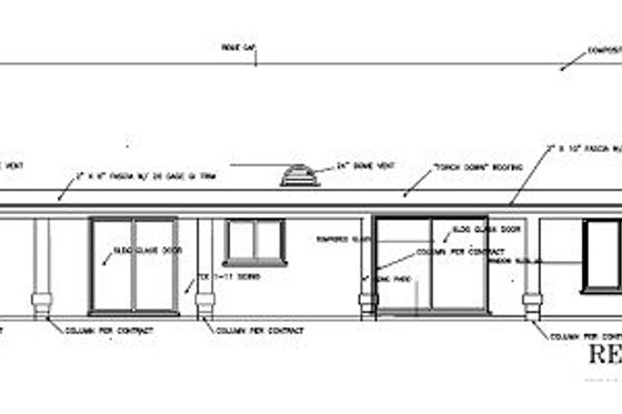 Exterior - Rear Elevation for Adobe / Southwestern House Plan #1-643 - 3 bed, 2 bath