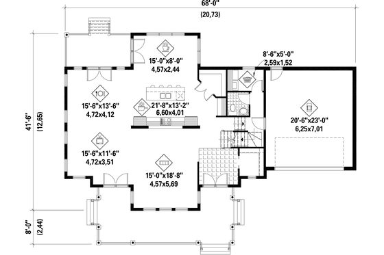 Floor Plan - Main Floor for Country House Plan #25-4666 - 3 bed, 3 bath
