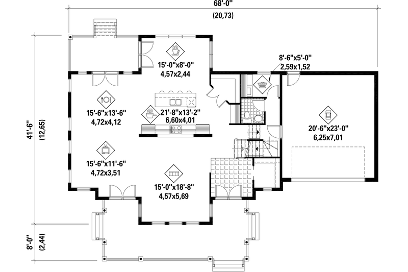 Architectural House Design - Floor Plan - Main Floor for Country House Plan #25-4666 - 3 bed, 3 bath