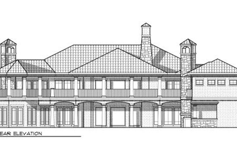 Home Plan - Exterior - Rear Elevation for Mediterranean House Plan #70-962 - 4 bed, 7.5 bath