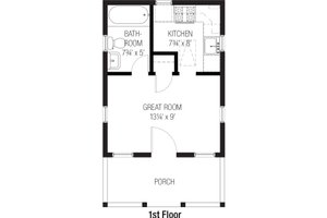 Floor Plan - Main Floor for Cottage House Plan #915-3 - 1 bed, 1 bath