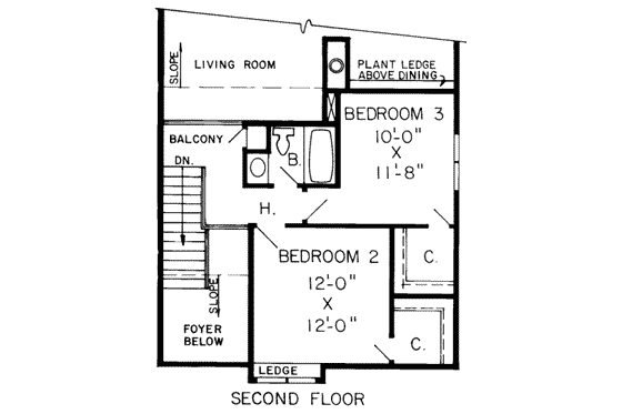 Floor Plan - Upper Floor for Traditional House Plan #312-419 - 3 bed, 2.5 bath