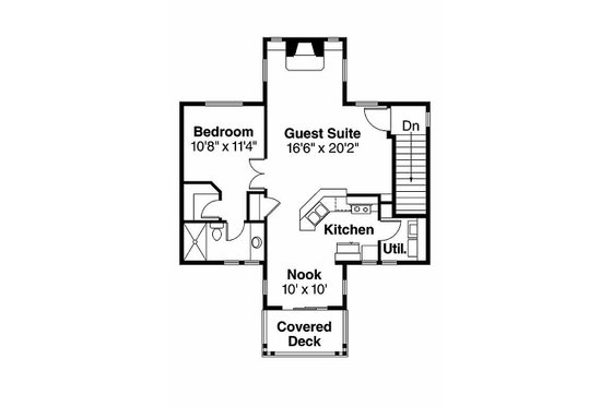 Floor Plan - Upper Floor for Bungalow House Plan #124-802 - 1 bed, 2 bath