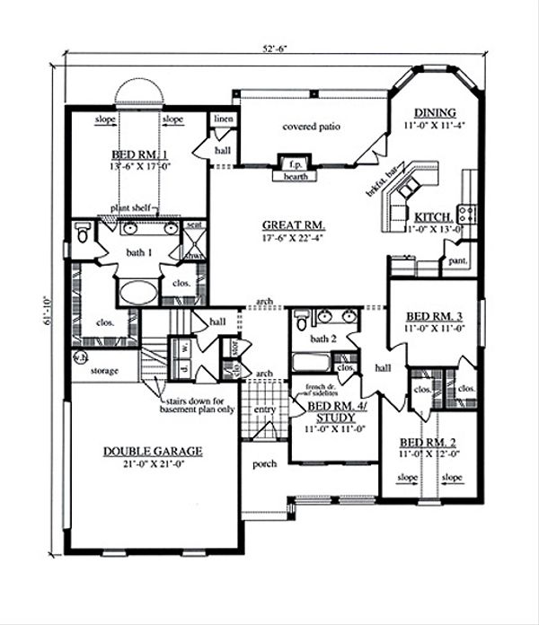 Dream House Plan - Country Floor Plan - Main Floor Plan #42-387