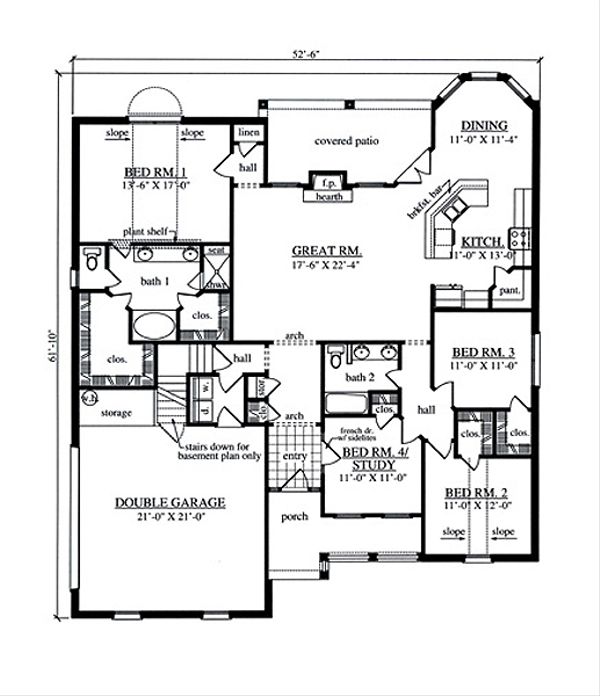 Architectural House Design - Country Floor Plan - Main Floor Plan #42-387