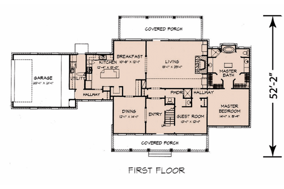Floor Plan - Main Floor for Country House Plan #140-147 - 4 bed, 3 bath