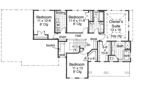 Floor Plan - Upper Floor for Farmhouse House Plan #51-522 - 4 bed, 2.5 bath