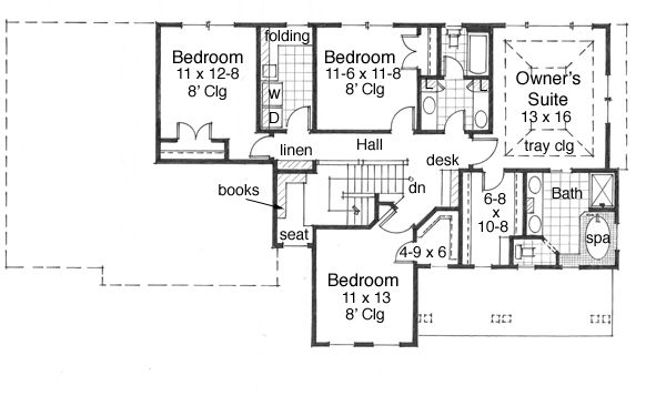 Farmhouse Floor Plan - Upper Floor Plan #51-522
