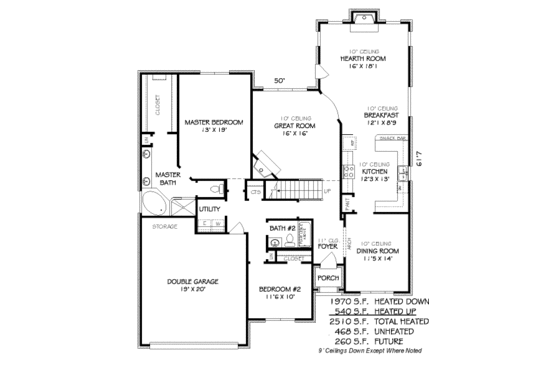 Floor Plan - Main Floor for European House Plan #424-146 - 4 bed, 3 bath