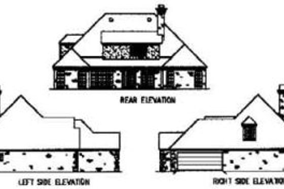 Exterior - Rear Elevation for European House Plan #16-229 - 4 bed, 3.5 bath