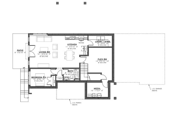 Floor Plan - Lower Floor for European House Plan #1086-26 - 3 bed, 2.5 bath