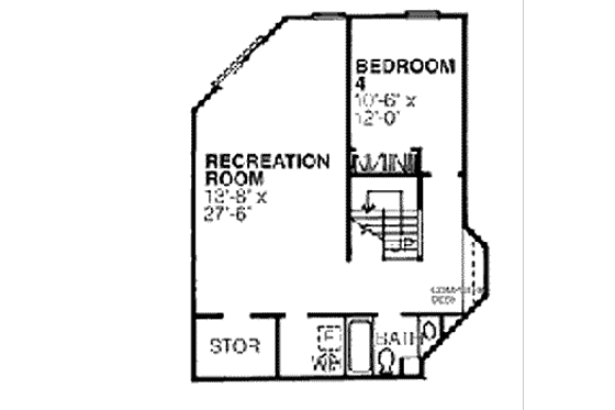 Floor Plan - Lower Floor for Bungalow House Plan #320-153 - 4 bed, 0 bath