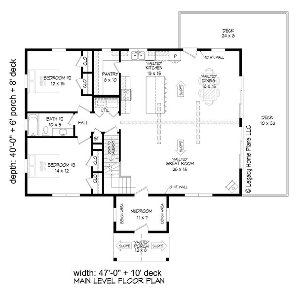 Southern Floor Plan - Main Floor Plan #932-839