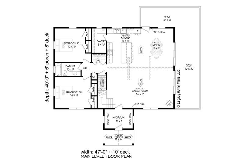 Home Plan - Floor Plan - Main Floor for Southern House Plan #932-839 - 3 bed, 2 bath