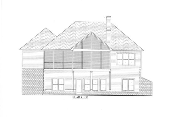 Exterior - Rear Elevation for Craftsman House Plan #437-123 - 3 bed, 3.5 bath