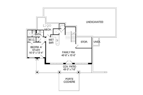 Floor Plan - Lower Floor for Modern House Plan #920-91 - 4 bed, 4.5 bath
