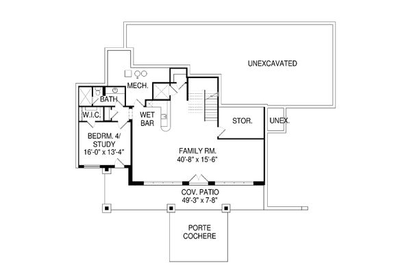 Architectural House Design - Modern Floor Plan - Lower Floor Plan #920-91