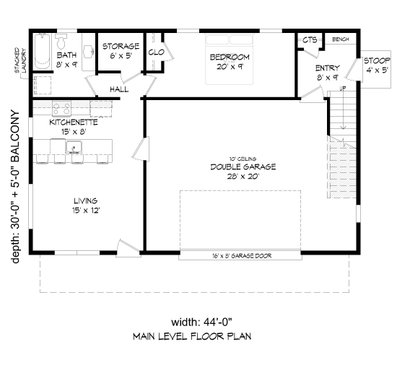 Floor Plan - Main Floor for Modern House Plan #932-410 - 3 bed, 2 bath