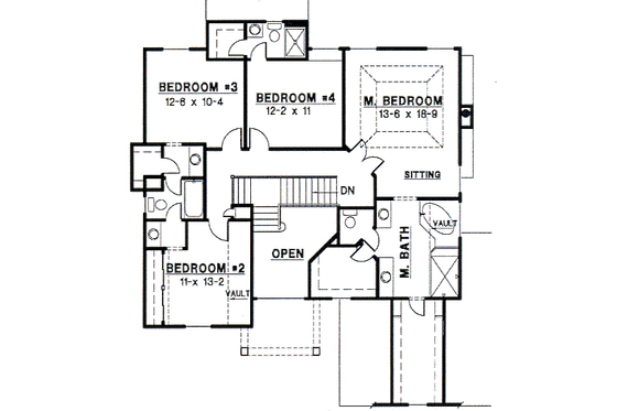 Floor Plan - Upper Floor for European House Plan #67-260 - 4 bed, 4 bath