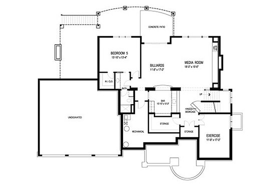 Floor Plan - Lower Floor for Traditional House Plan #56-603 - 5 bed, 4.5 bath