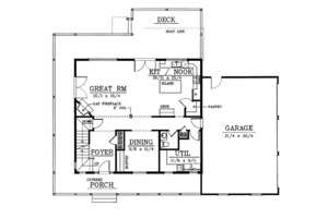 Floor Plan - Main Floor for Farmhouse House Plan #102-203 - 3 bed, 2.5 bath