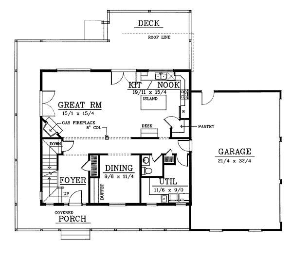 Farmhouse Floor Plan - Main Floor Plan #102-203