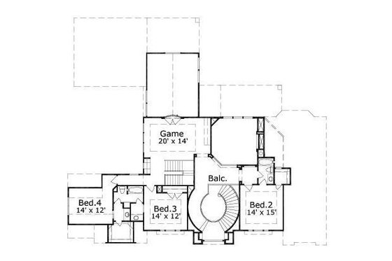 Floor Plan - Upper Floor for European House Plan #411-211 - 4 bed, 3 bath
