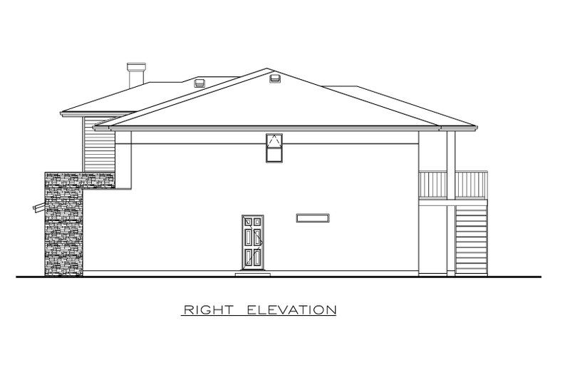 House Blueprint - Exterior - Other Elevation 1 for Prairie House Plan #1100-142 - 3 bed, 2 bath