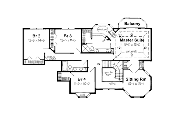 Floor Plan - Upper Floor for Victorian House Plan #312-627 - 4 bed, 2.5 bath