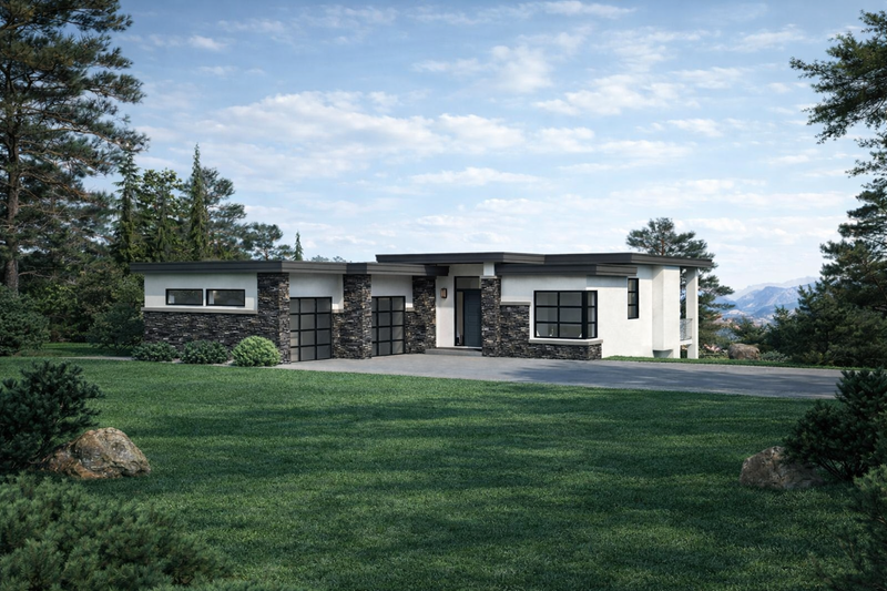 House Blueprint - Modern Exterior - Front Elevation Plan #1100-20