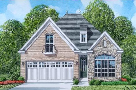 Exterior - Front Elevation for European House Plan #424-37 - 3 bed, 2 bath