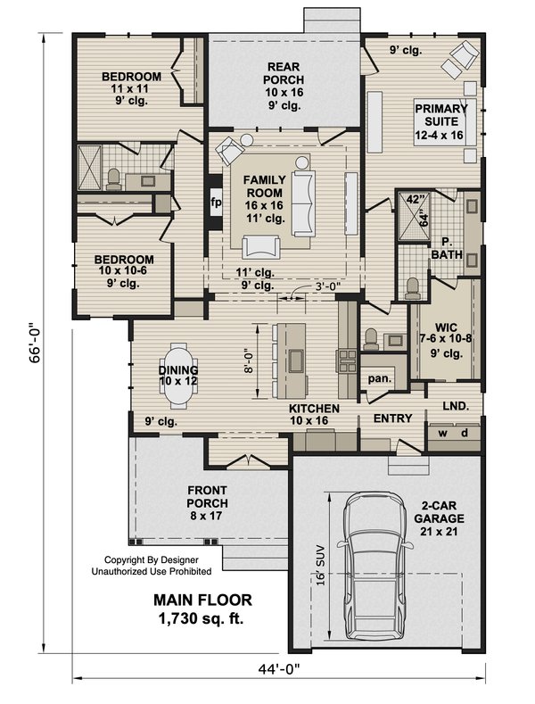 House Plan Design - Floor Plan - Main Floor for Farmhouse House Plan #51-1532 - 3 bed, 2.5 bath
