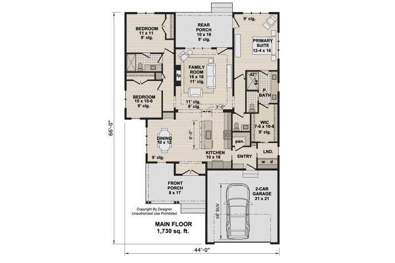 House Plan Design - Floor Plan - Main Floor for Farmhouse House Plan #51-1532 - 3 bed, 2.5 bath