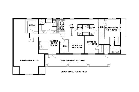 Floor Plan - Upper Floor for Colonial House Plan #117-921 - 4 bed, 3.5 bath