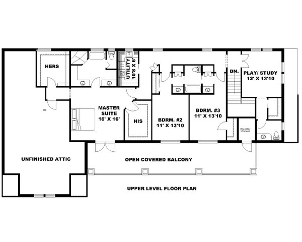 Colonial Floor Plan - Upper Floor Plan #117-921