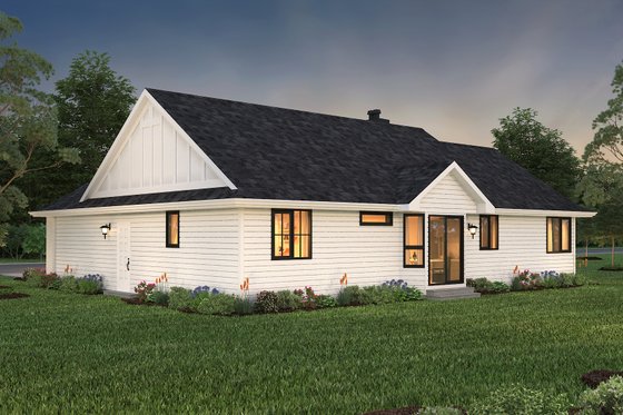 Exterior - Rear Elevation for Ranch House Plan #18-1055 - 2 bed, 2 bath
