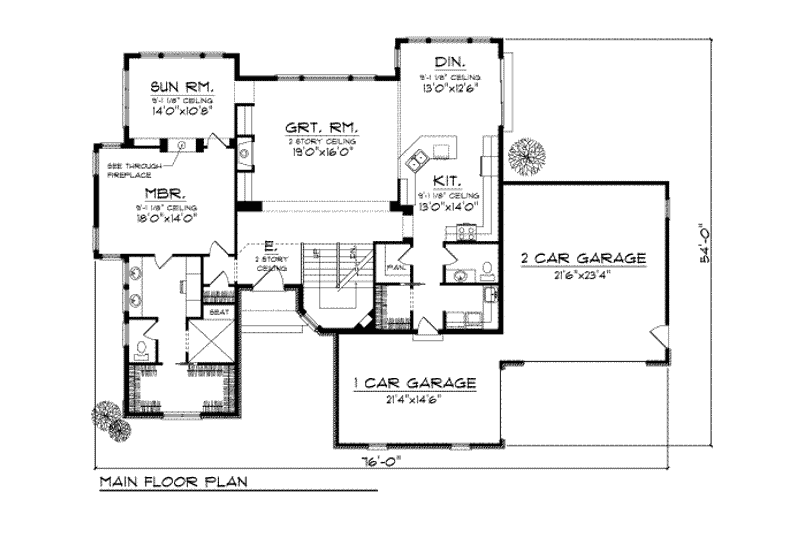 Home Plan - Floor Plan - Main Floor for European House Plan #70-734 - 3 bed, 2.5 bath
