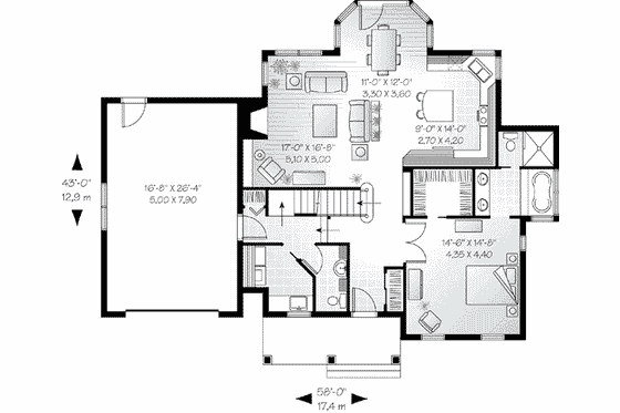 Floor Plan - Main Floor for Traditional House Plan #23-540 - 4 bed, 3.5 bath
