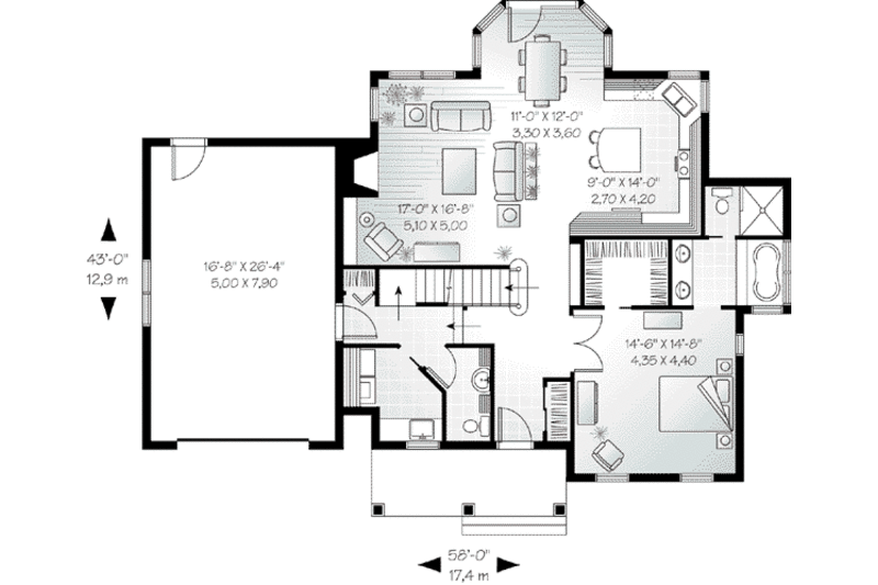 House Design - Floor Plan - Main Floor for Traditional House Plan #23-540 - 4 bed, 3.5 bath