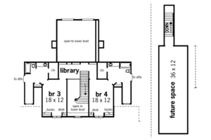 Floor Plan - Upper Floor for European House Plan #45-178 - 4 bed, 5.5 bath