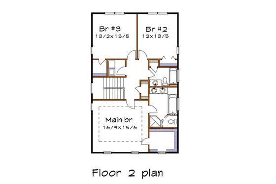 Floor Plan - Upper Floor for Farmhouse House Plan #79-263 - 3 bed, 2.5 bath