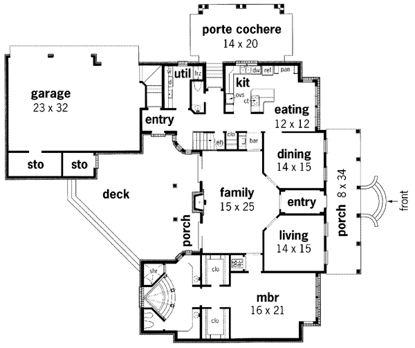 House Plan Design - Southern Floor Plan - Main Floor Plan #45-173