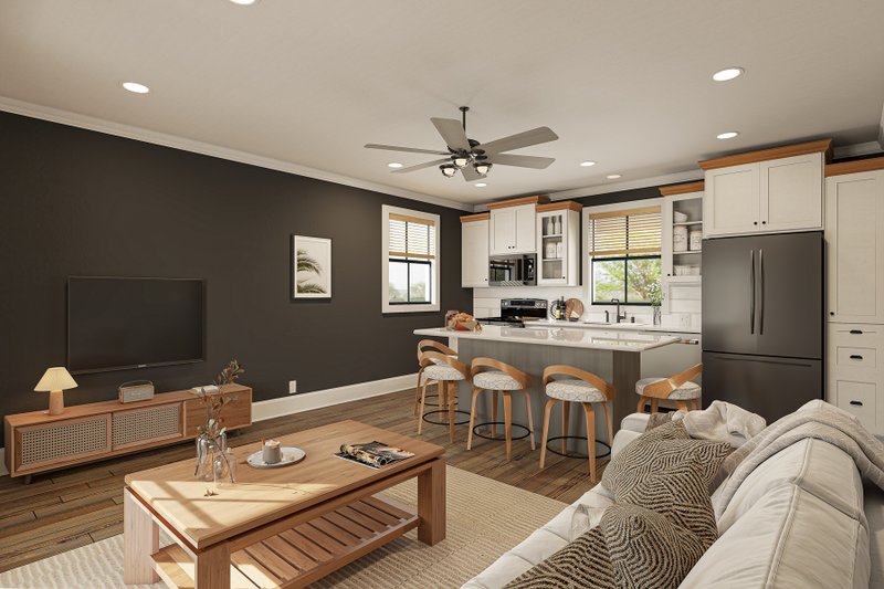House Blueprint - Interior - Family Room for Farmhouse House Plan #44-288 - 2 bed, 1 bath